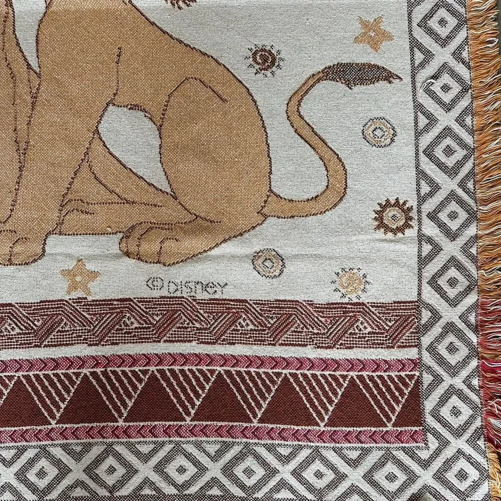 Vintage 1990s Disney The Lion King throw afghan blanket with Simba Nala graphic